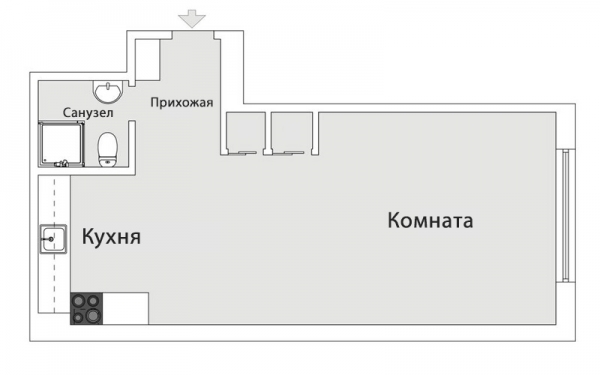 Интерьер квартиры-студии в скандинавском стиле: спальня, кухня, гостиная на 32 метрах