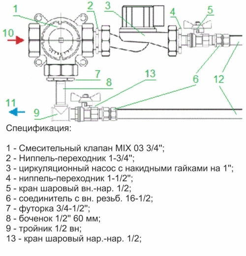  Смесительный узел для теплого пола